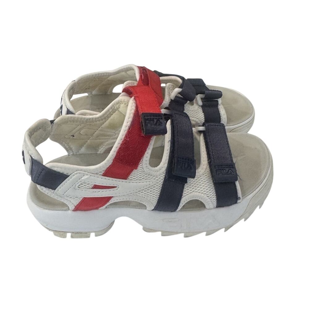 Fila Disruptor Strappy Chunky Platform Sandals Women's Size 6 White Navy Red